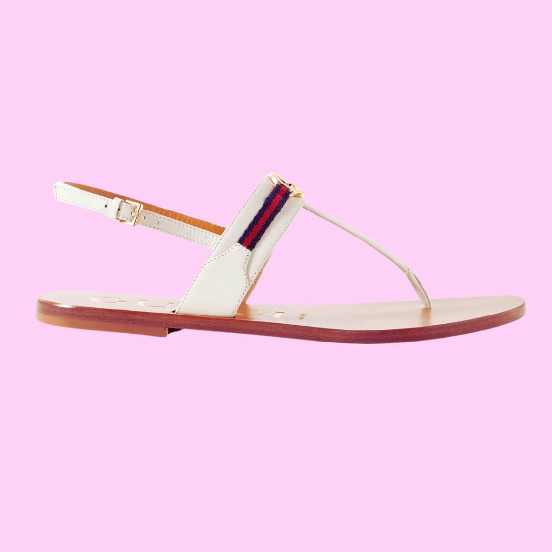 Interlocking G Web Stripe Sandals In White