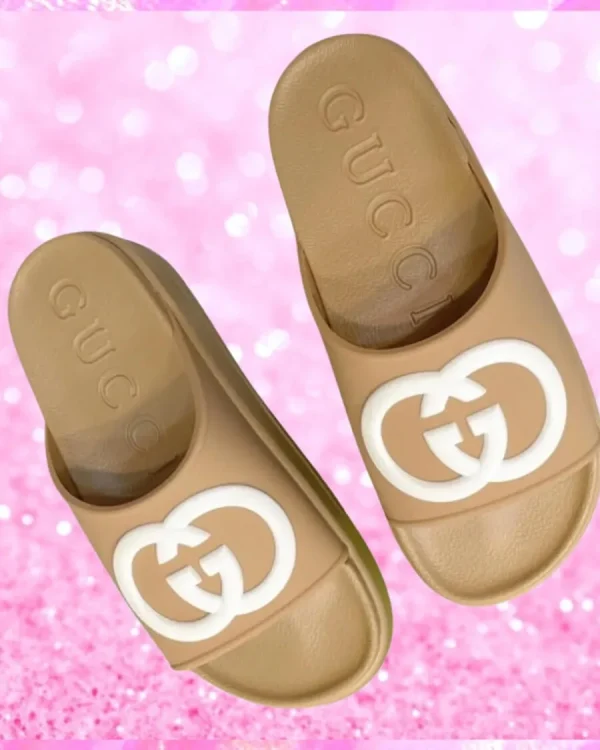 Interlocking Logo Platform Slides In Beige