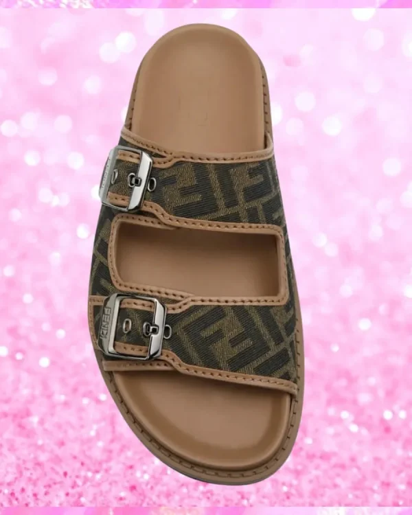 Jacquard Fabric Sandals In Beige