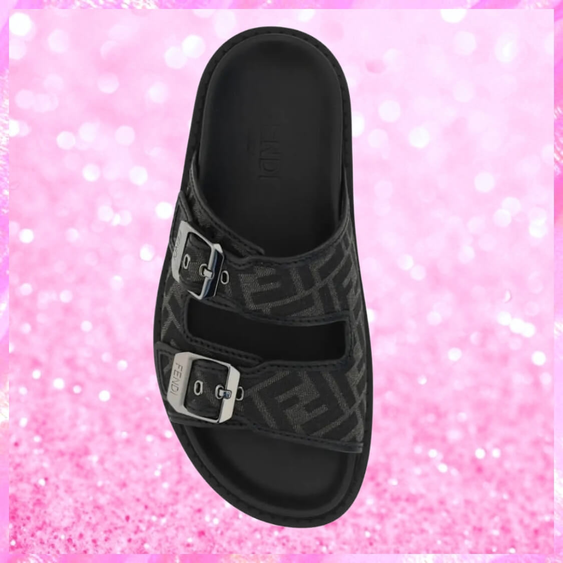 Jacquard Fabric Sandals In Black