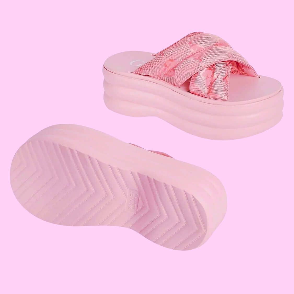 Jacquard Platform Slides In Pink