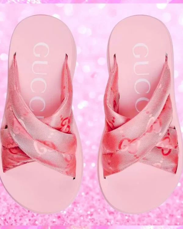Jacquard Platform Slides In Pink