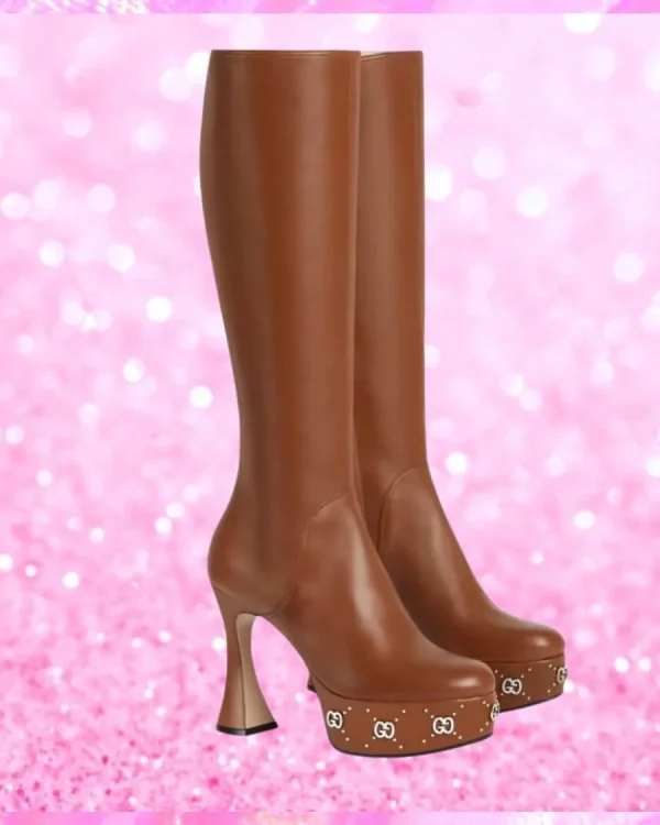 Knee High Platform Boot With Silver GG Studs