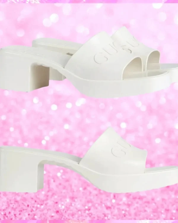 Monogram Rubber Slide Sandals In White