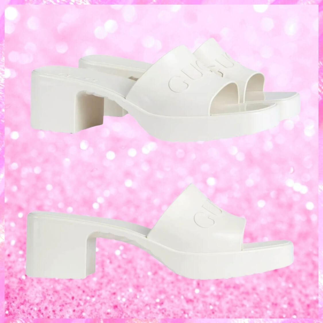Monogram Rubber Slide Sandals In White