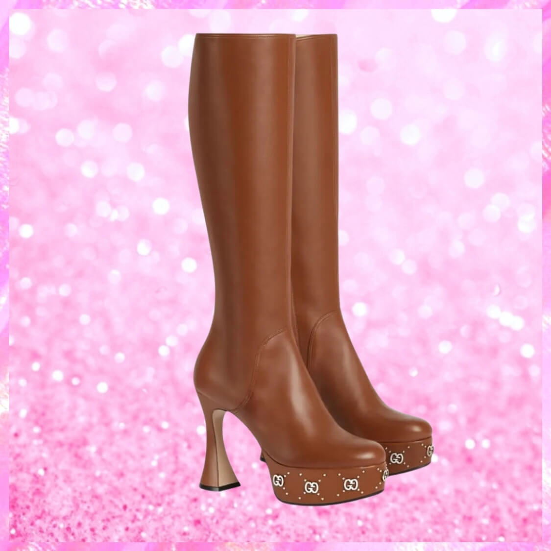 Knee High Platform Boot With Silver GG Studs