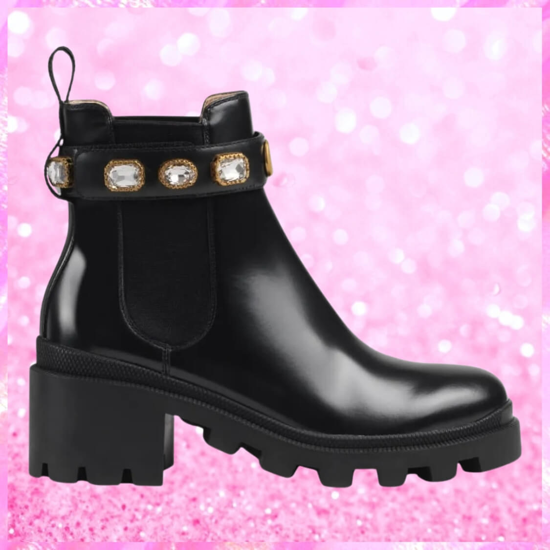 Leather Ankle Boots With Gem Belt