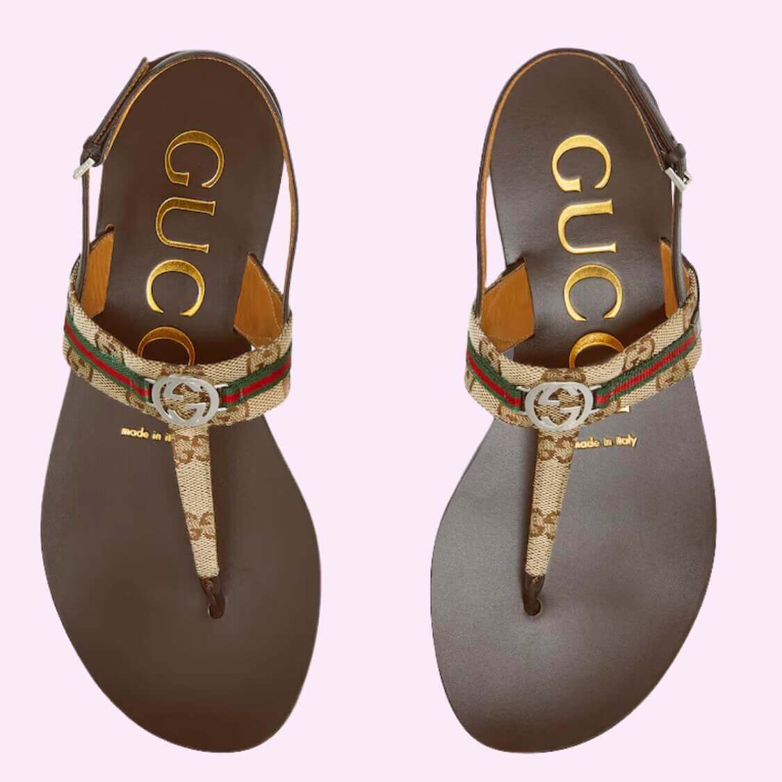 G Web Stripe Sandals In Beige