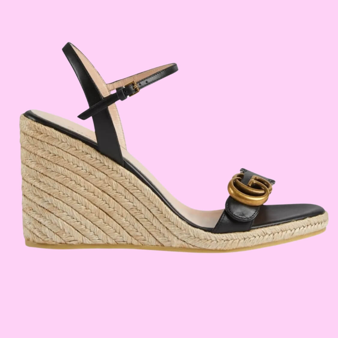 Leather Platform Espadrille Sandals In Black