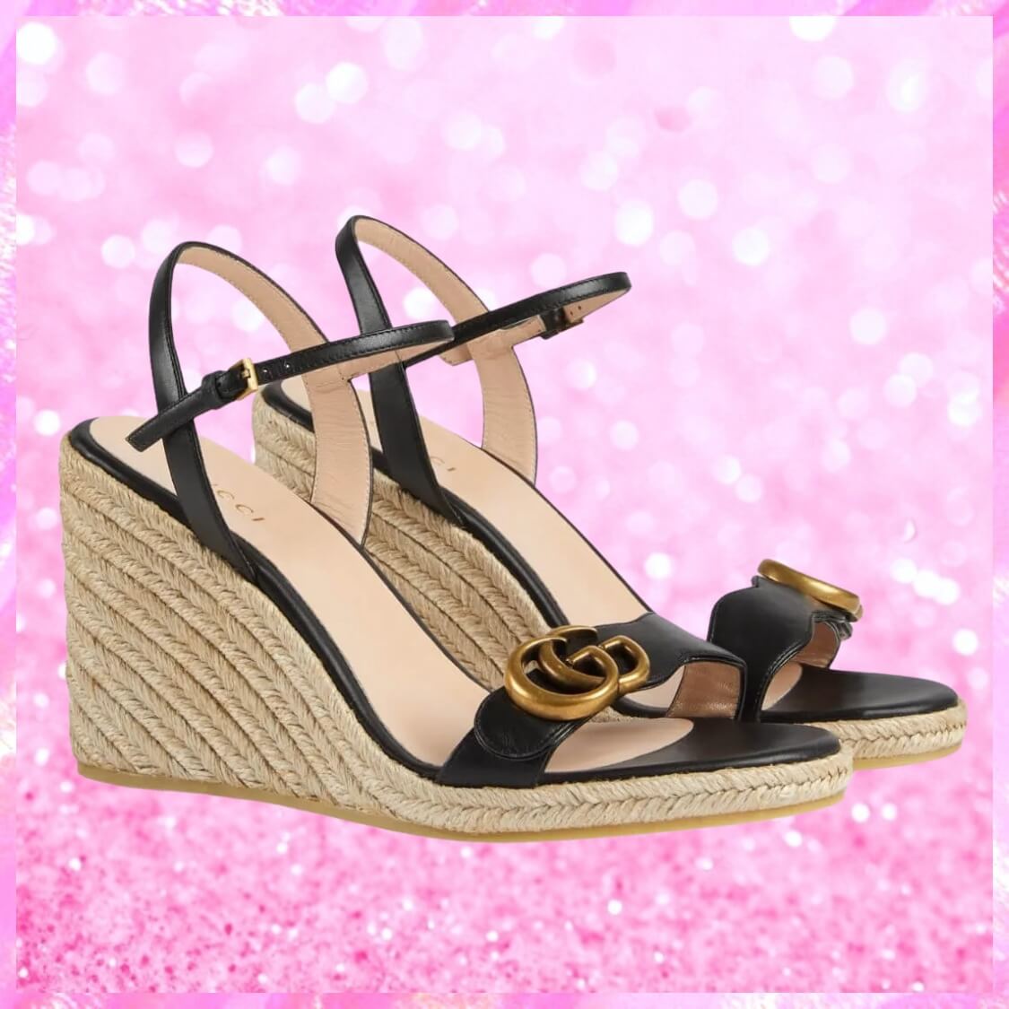 Leather Platform Espadrille Sandals In Black