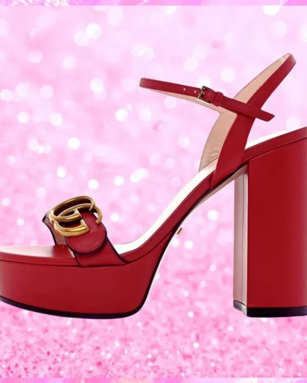 Marmont Leather Platform Sandals In Red