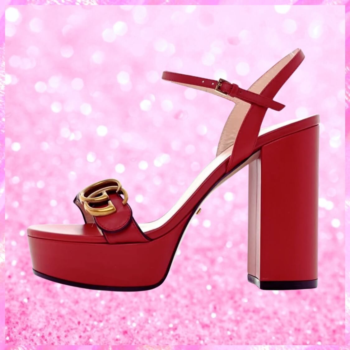Marmont Leather Platform Sandals In Red
