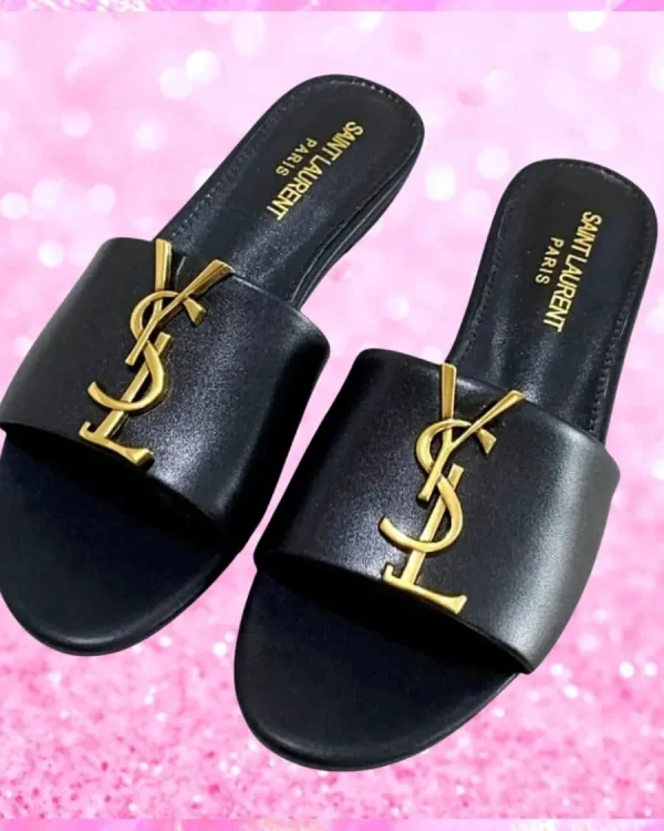 Metal Logo Flat Mule Sandals