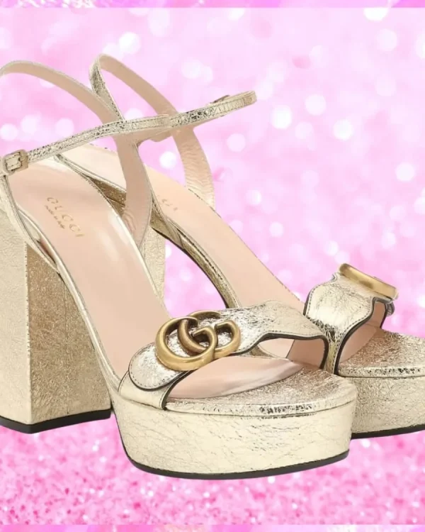 Metallic Leather Platform Sandals