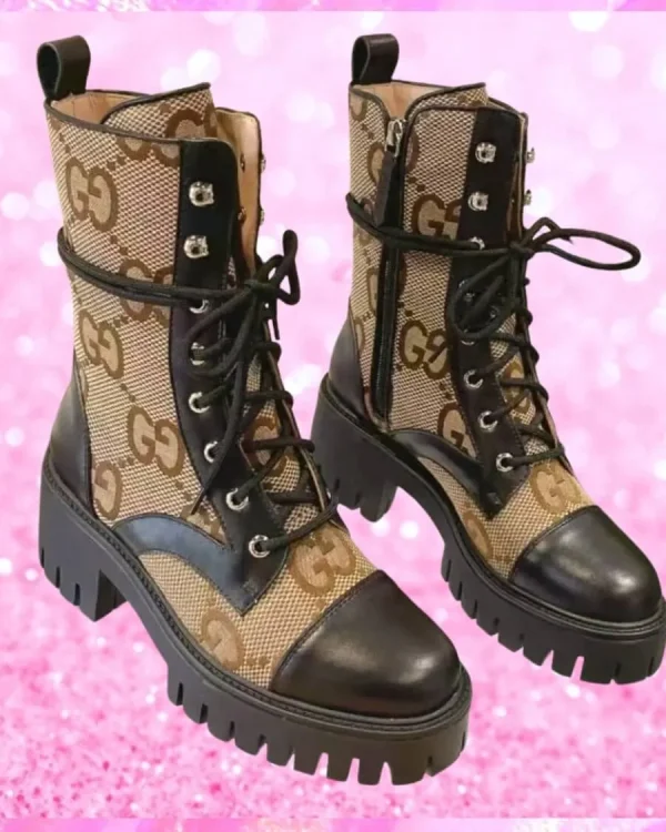 Monogram Big G Heeled Boots In Brown