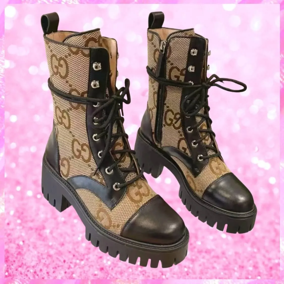Monogram Big G Heeled Boots In Brown