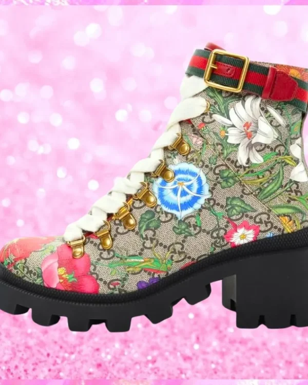 Monogram Flora Combat Ankle Boots