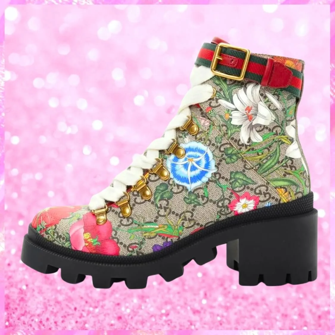 Monogram Flora Combat Ankle Boots