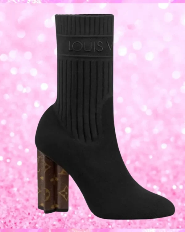 Monogram Heel Stretch Fabric Silhouette Ankle Boots
