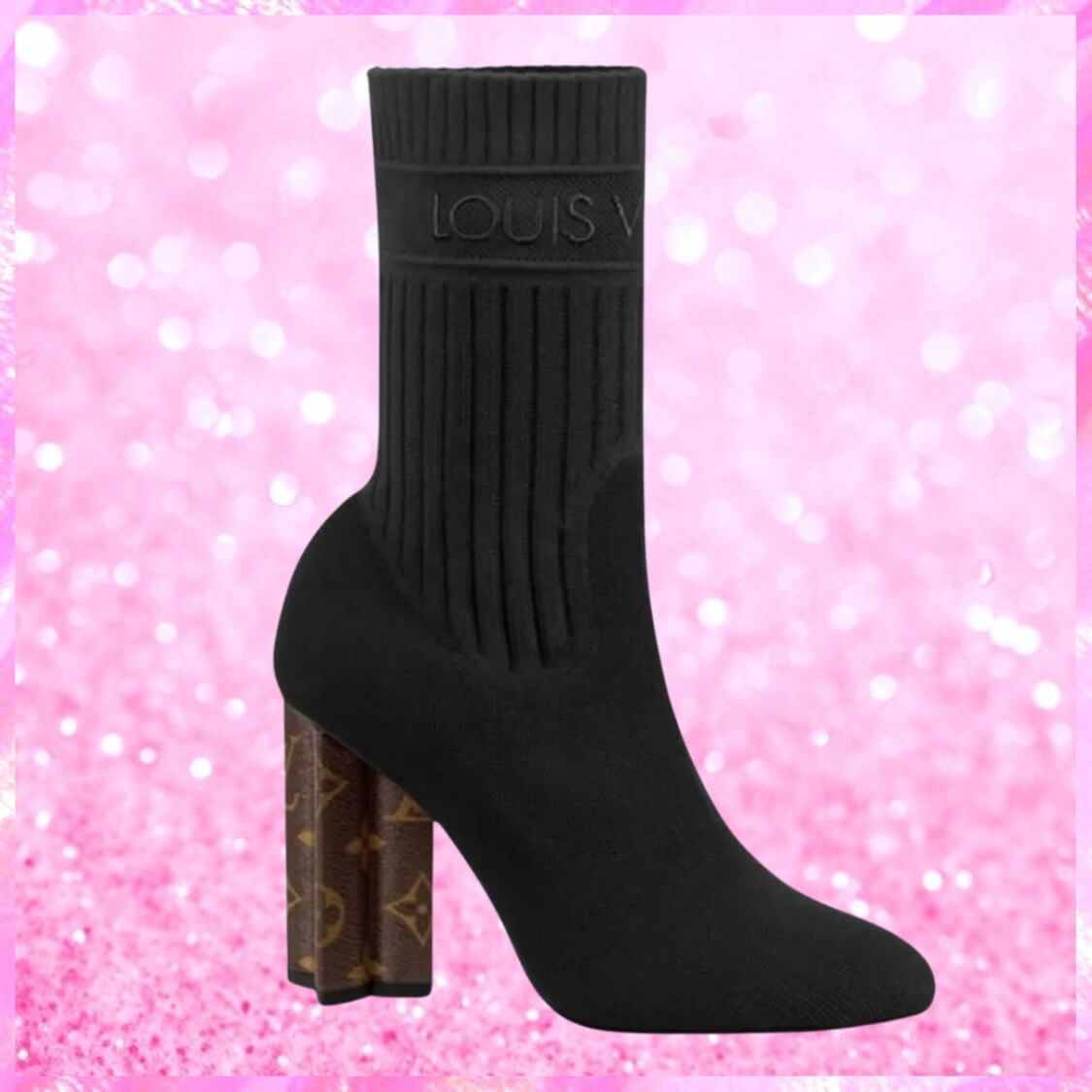 Monogram Heel Stretch Fabric Silhouette Ankle Boots