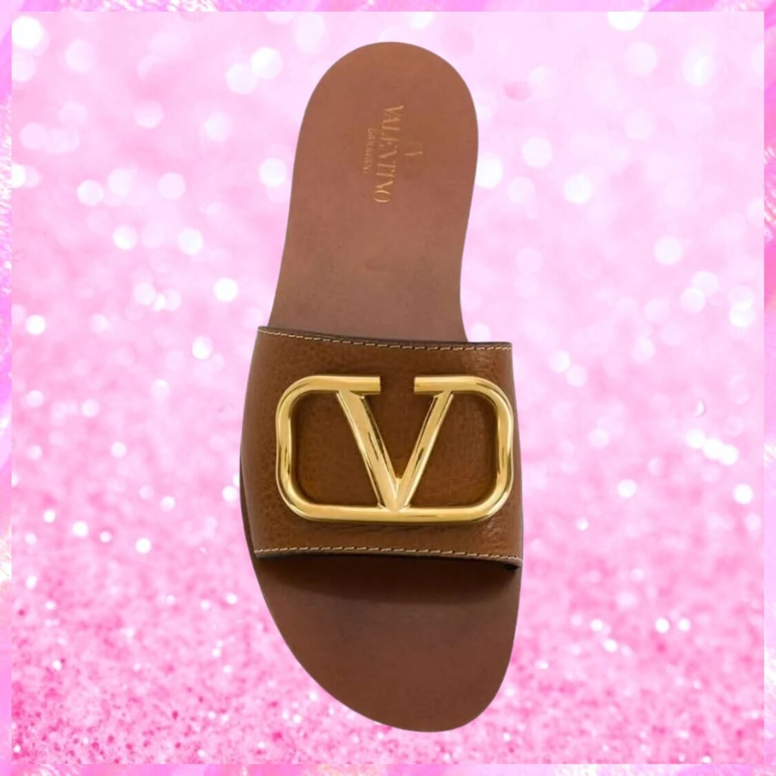 Monogram Plaque Slip-On Sandals In Tan