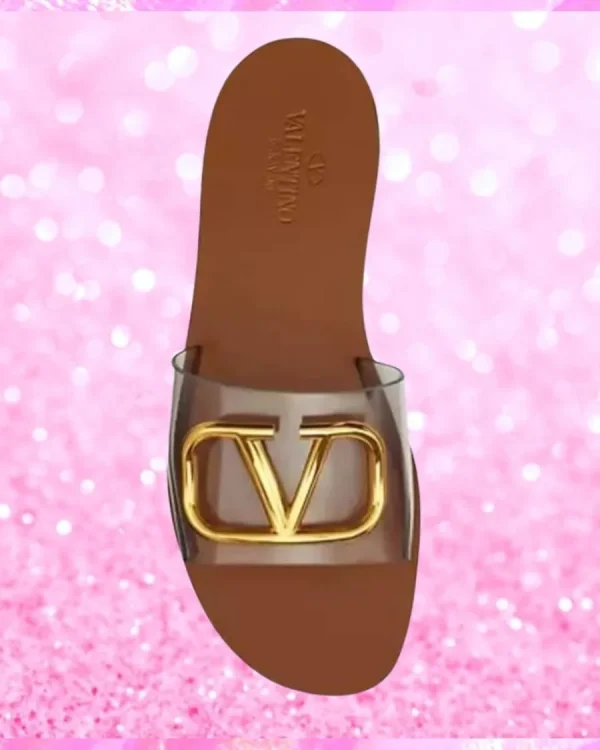 Monogram Plaque Slip-On Sandals In Transparent