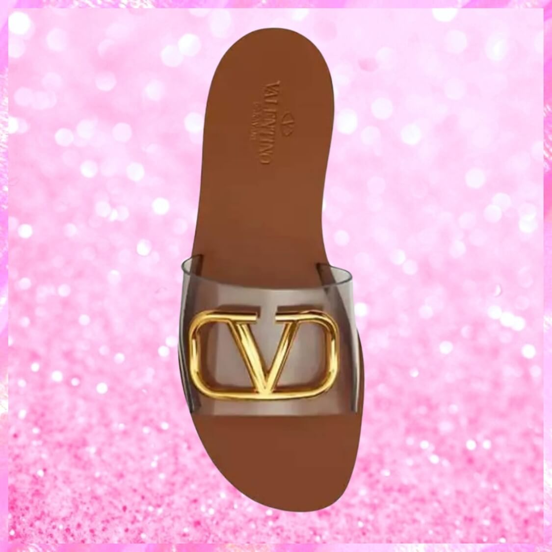Monogram Plaque Slip-On Sandals In Transparent