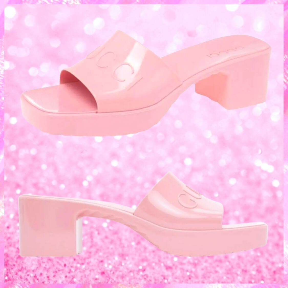 Monogram Rubber Slide Sandals In Pink