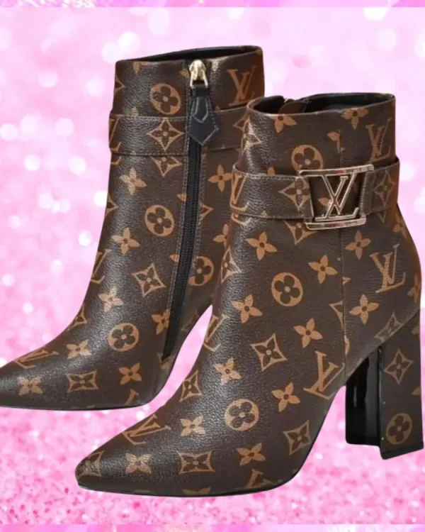 Monogram Strap Ankle Boots In Brown
