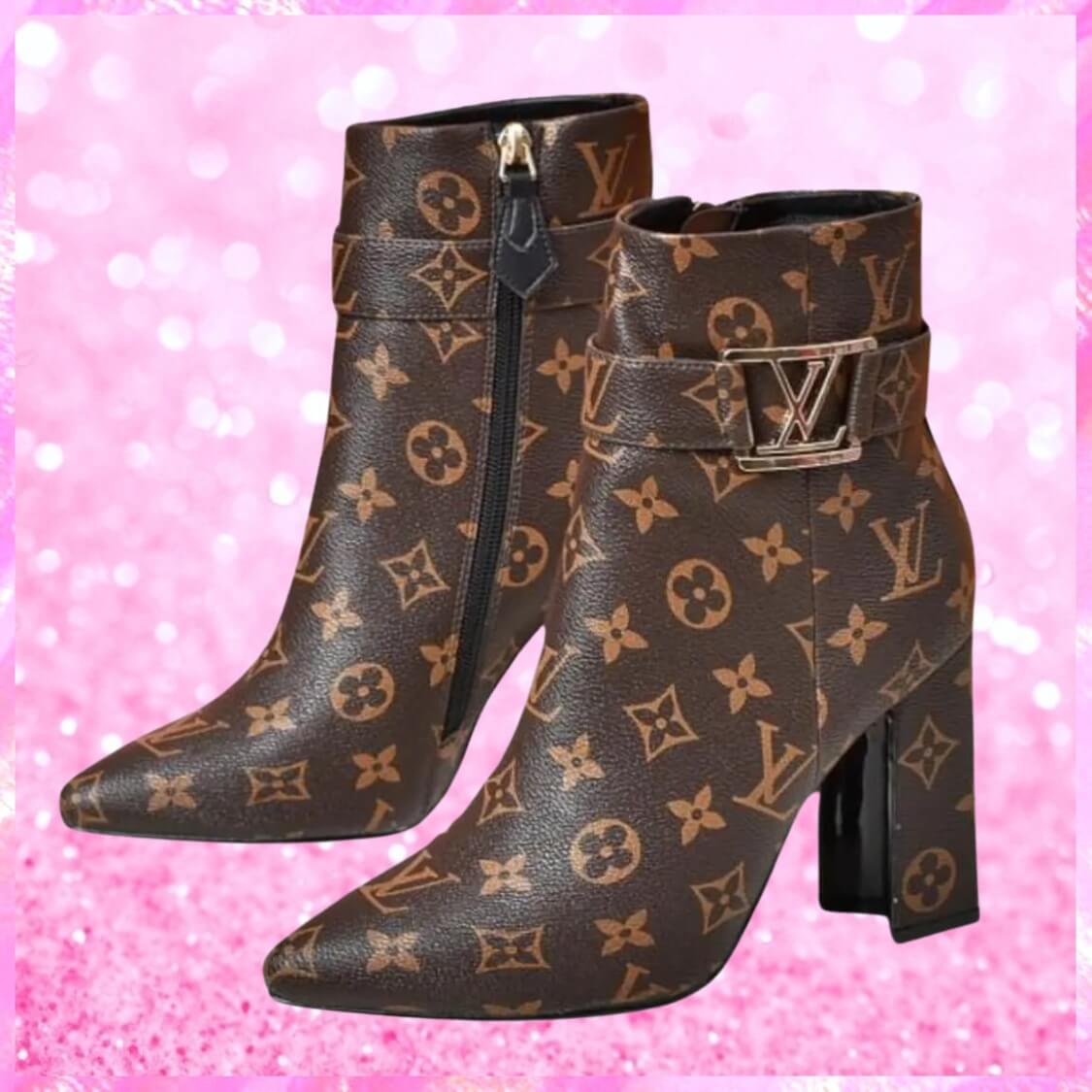 Monogram Strap Ankle Boots In Brown