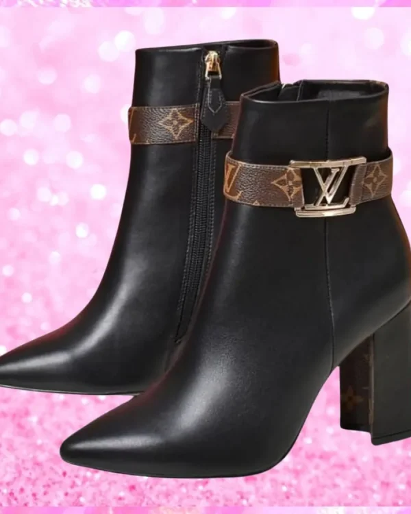 Monogram Strap Ankle Boots In Black