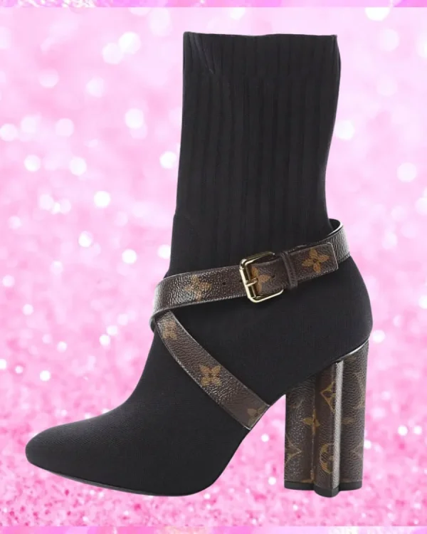 Monogram Stretch Fabric Silhouette Ankle Boots