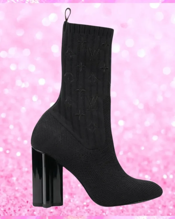 Monogram Stretch Fabric Silhouette Ankle Boots Black