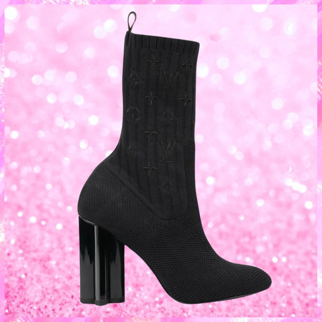 Monogram Stretch Fabric Silhouette Ankle Boots Black