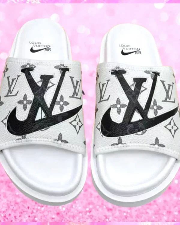 Monogram Swoosh Slide Sandals In White