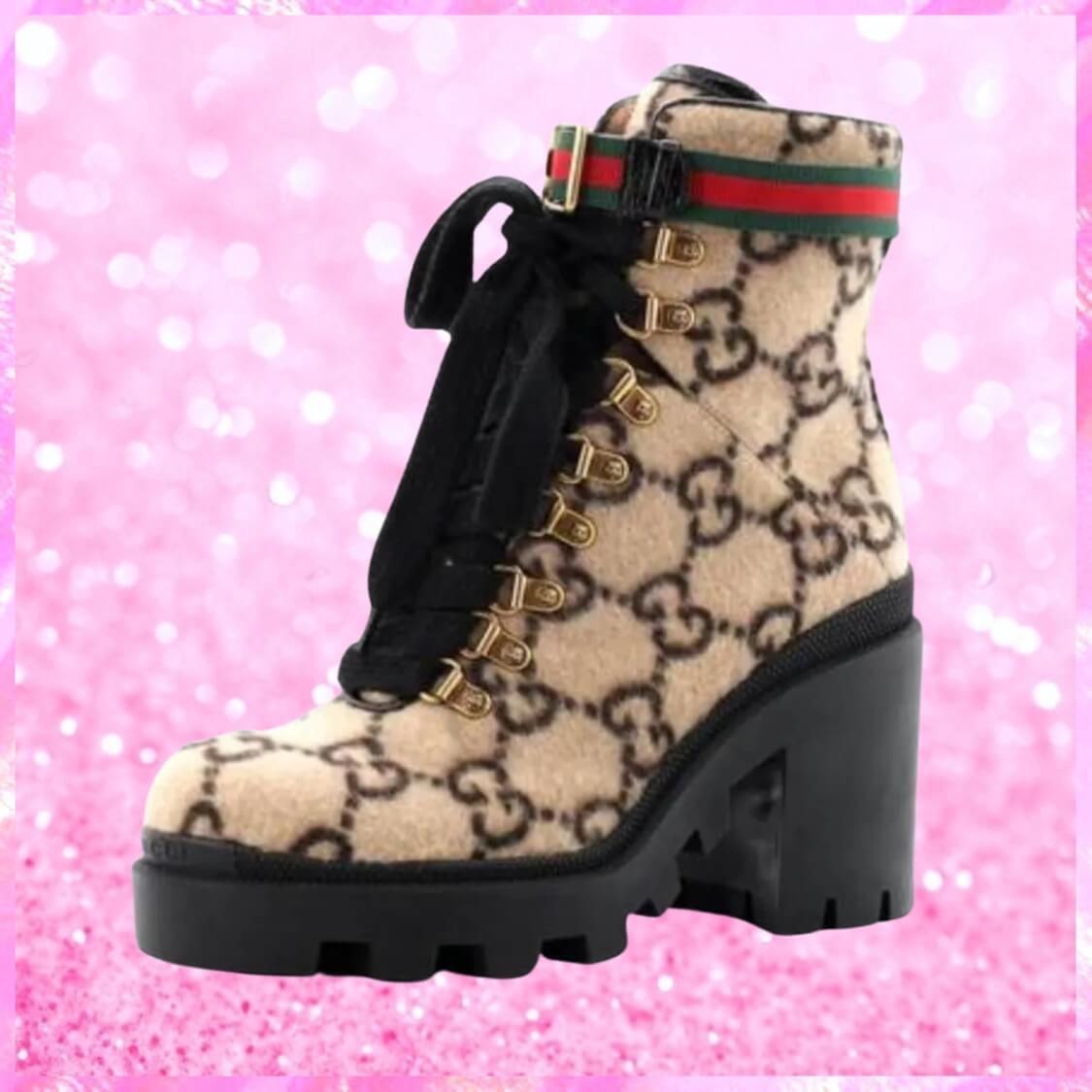 Monogram Wool Combat Ankle Boots