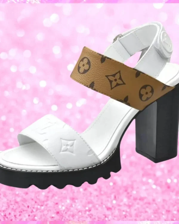 Open Toe Block Heels In White