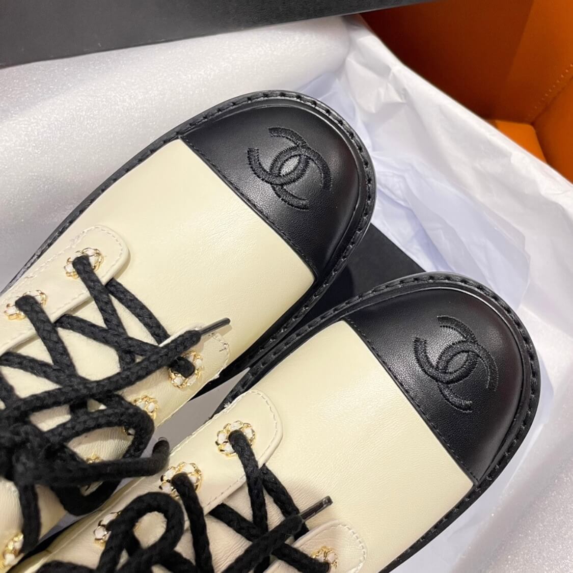 Platform Charm Logo Combat Boots