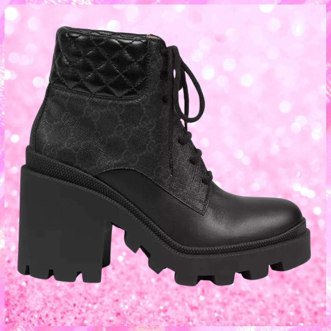 Platform High Block Heel Ankle Boots In Black