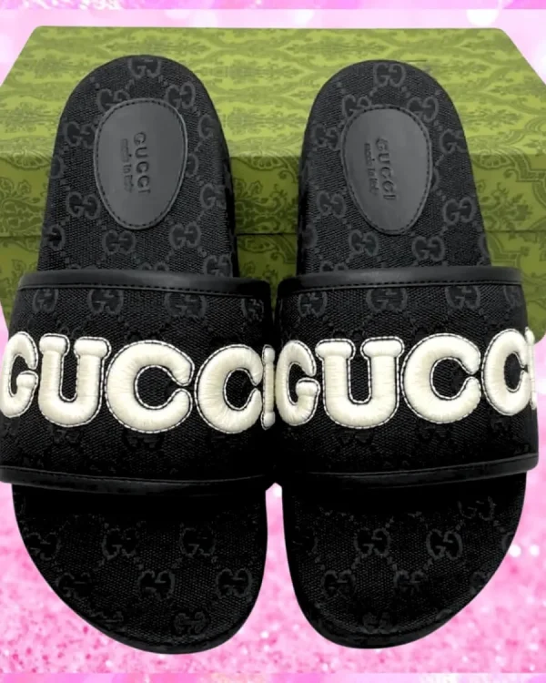 Platform Slide Sandals In Black