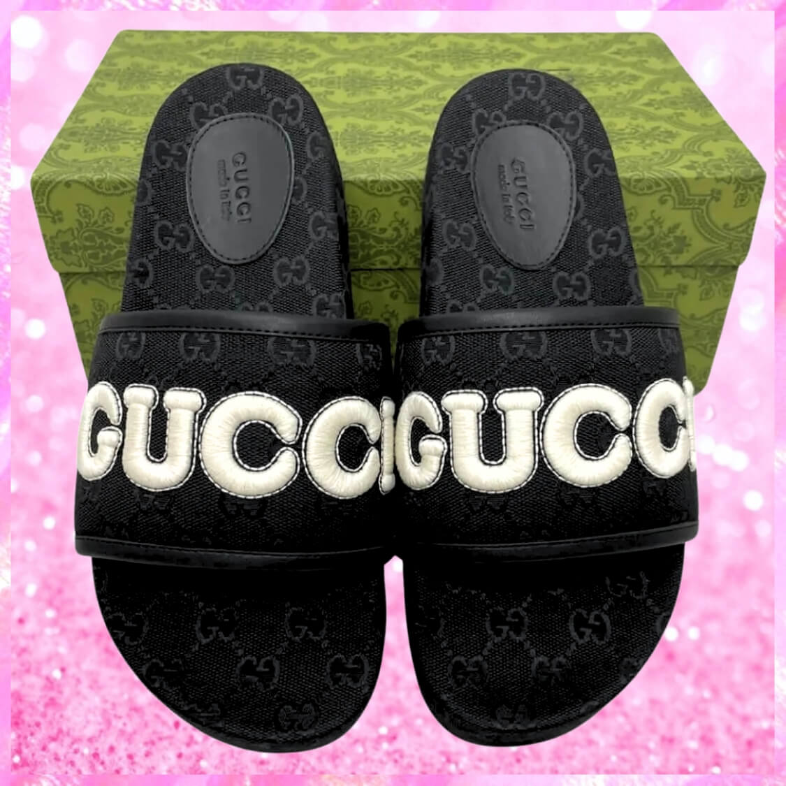 Platform Slide Sandals In Black