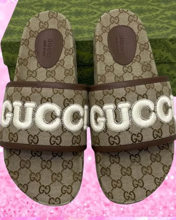 Platform Slide Sandals In Brown