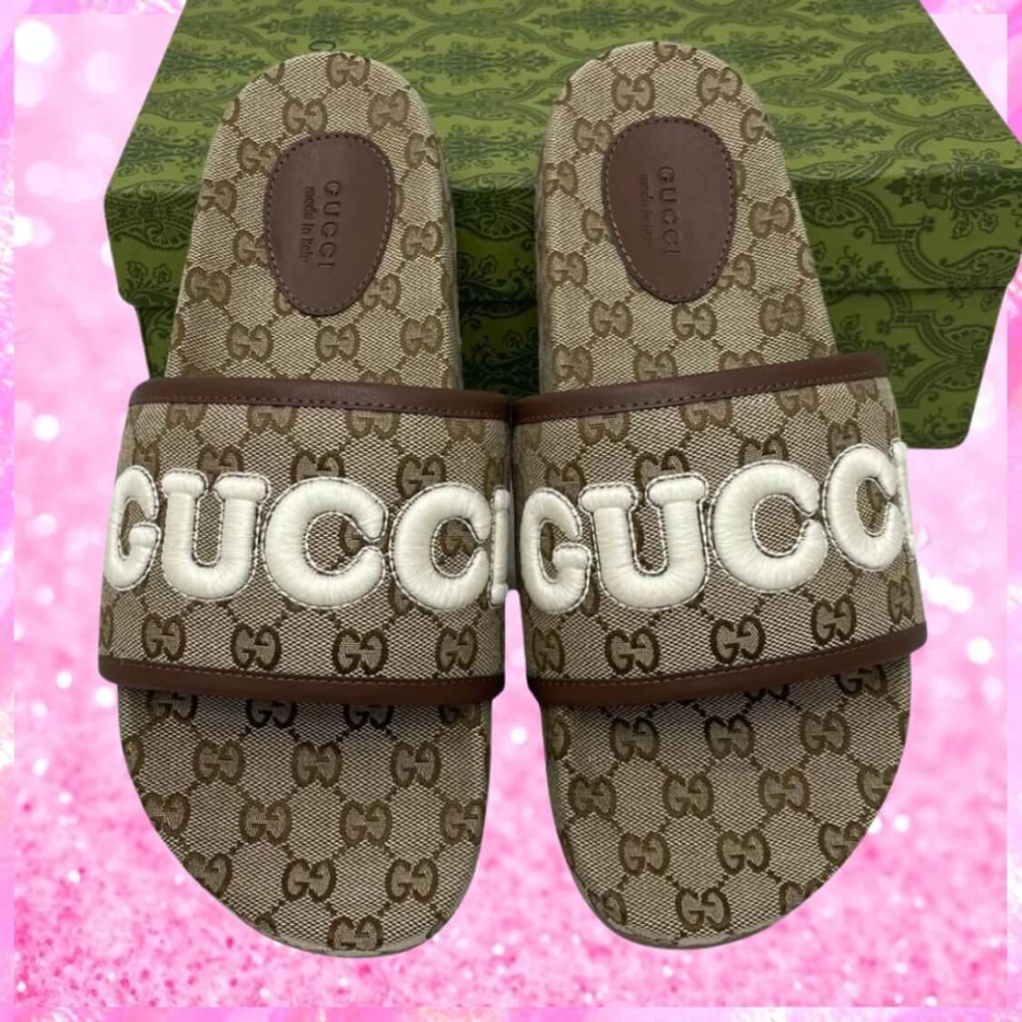 Platform Slide Sandals In Brown