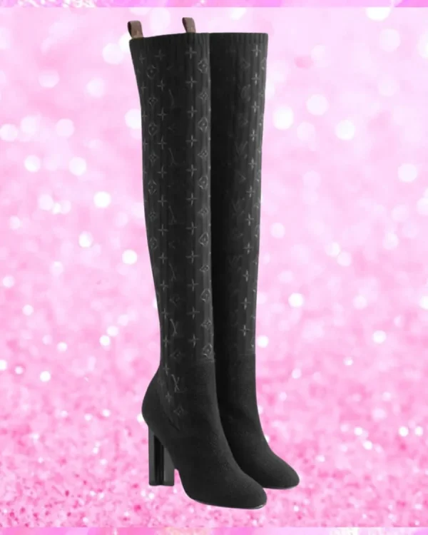 Stretch Fabric Silhouette Over Knee Boots
