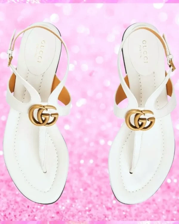 T-Strap Metal Logo Sandals