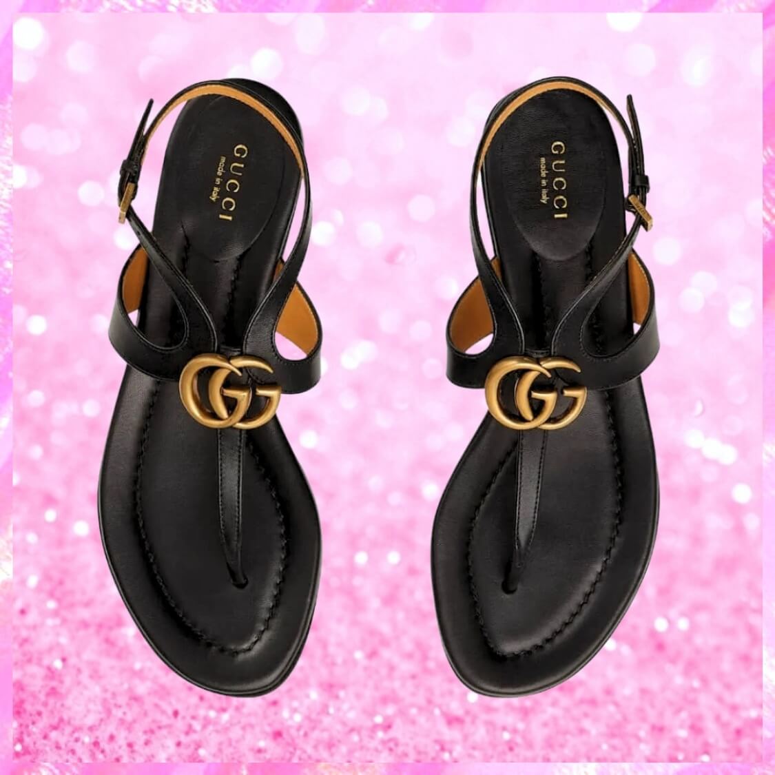 T-Strap Metal Logo Sandals In Black