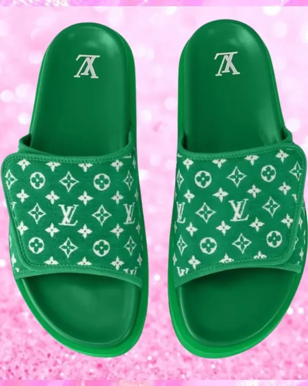 Velcro Strap Miami Mule Sandals In Green