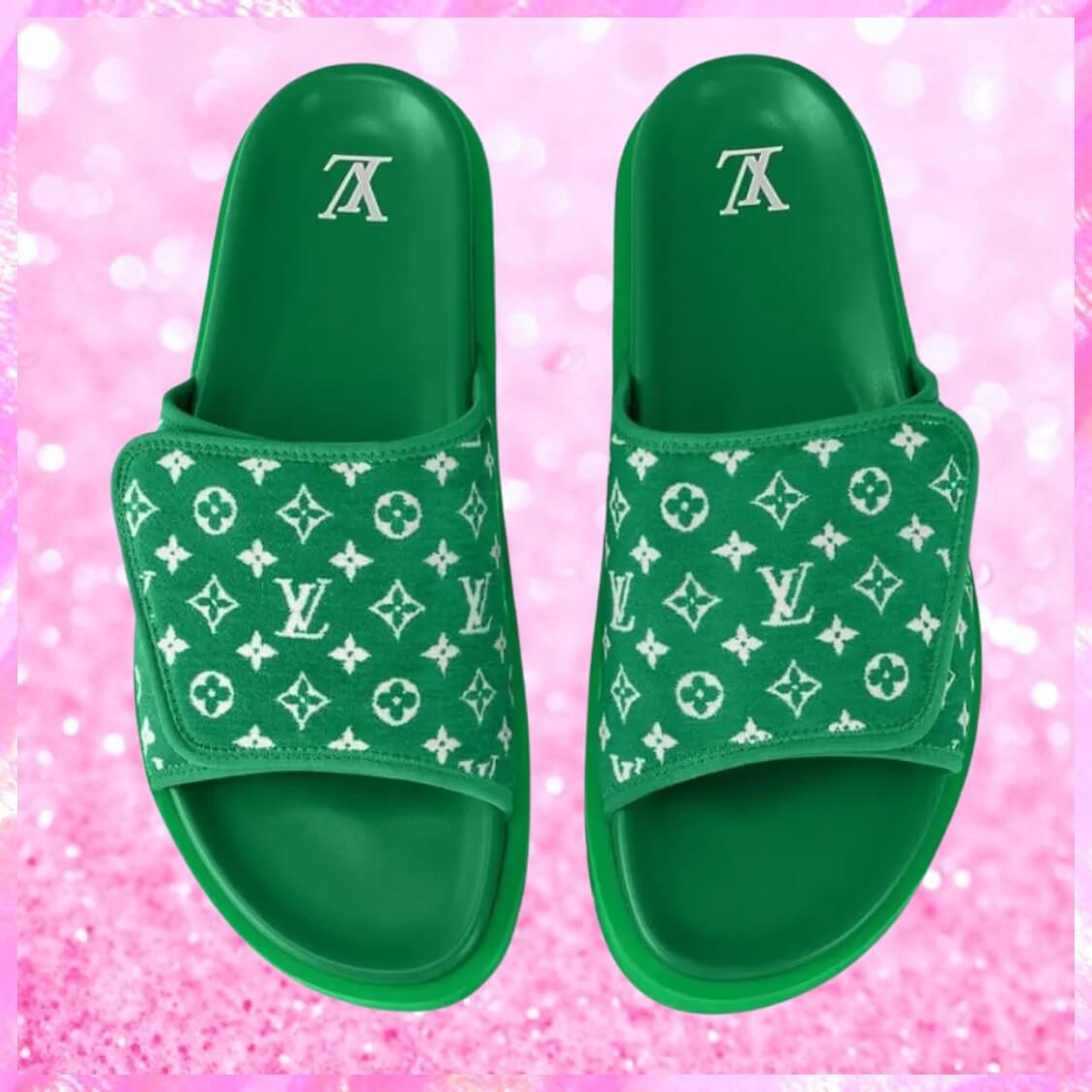 Velcro Strap Miami Mule Sandals In Green