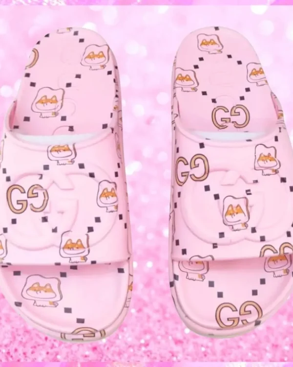 Web G Monogram Platform Slide Sandals In Pink