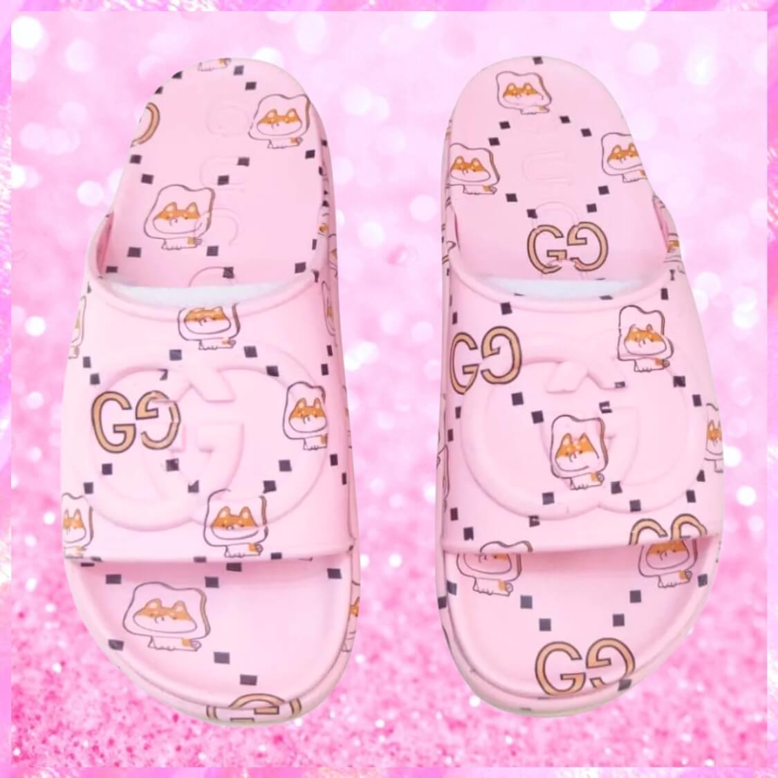 Web G Monogram Platform Slide Sandals In Pink